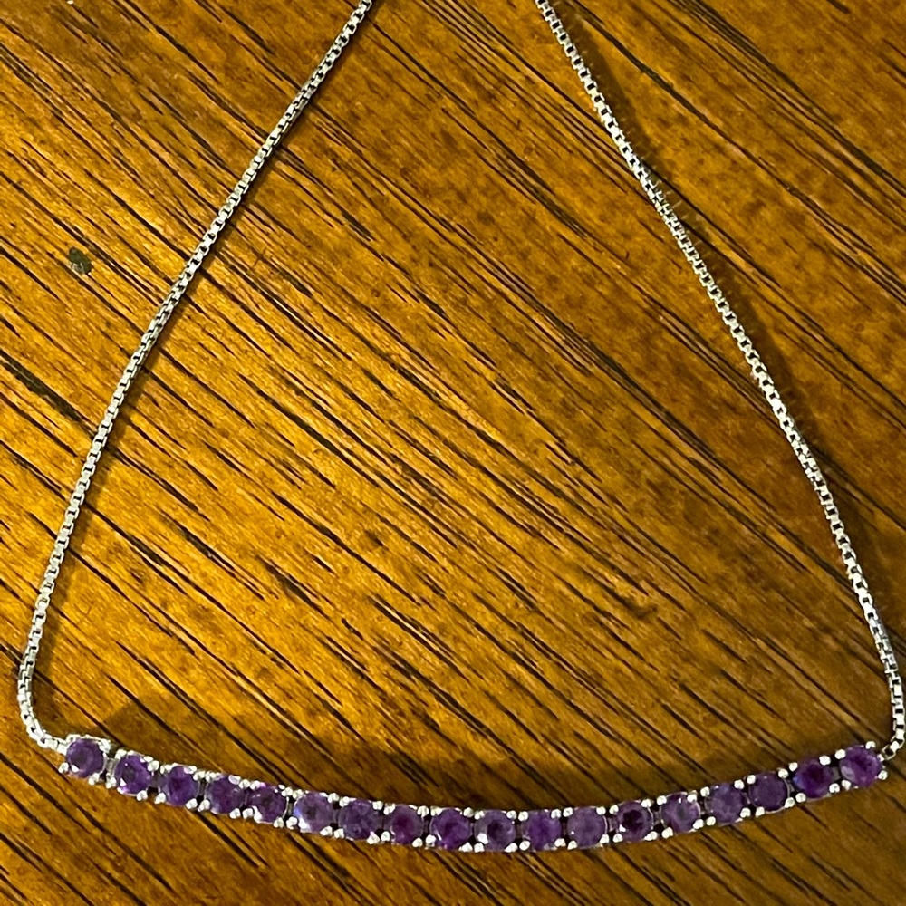 Genuine Amethyst Bracelet - Sliding Ball Closure